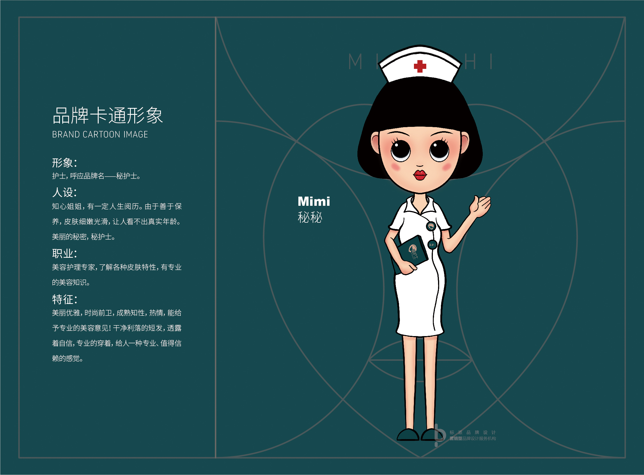 秘護士個人護理-化妝品美妝品牌logo設計-卡通形象-吉祥物設計-商標設計-VI系統-標派微型VI-品牌策劃設計